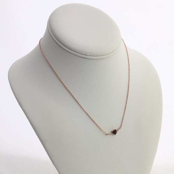 Red Garnet heart love necklace rose gold elegant - Picture 3 of 4